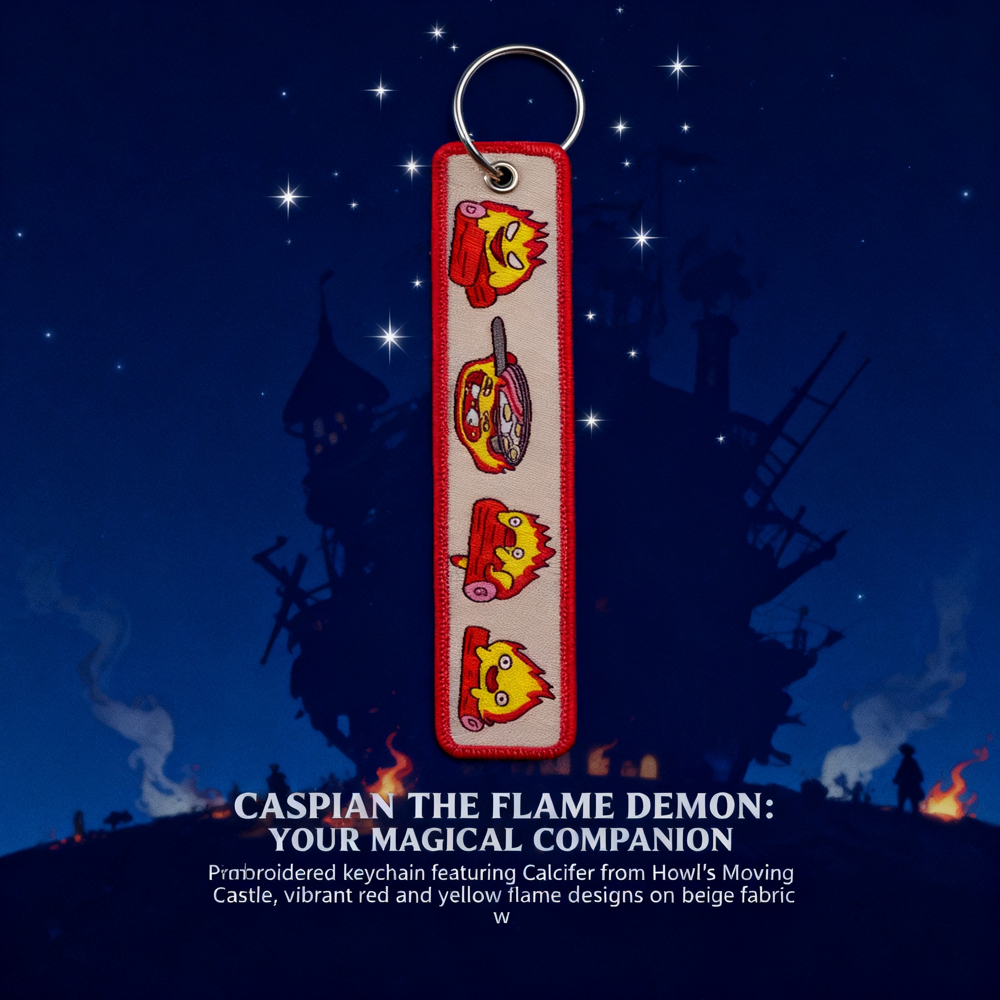 Car Accessories Cute - Anime Fire Embroidery Key Fobs Cute