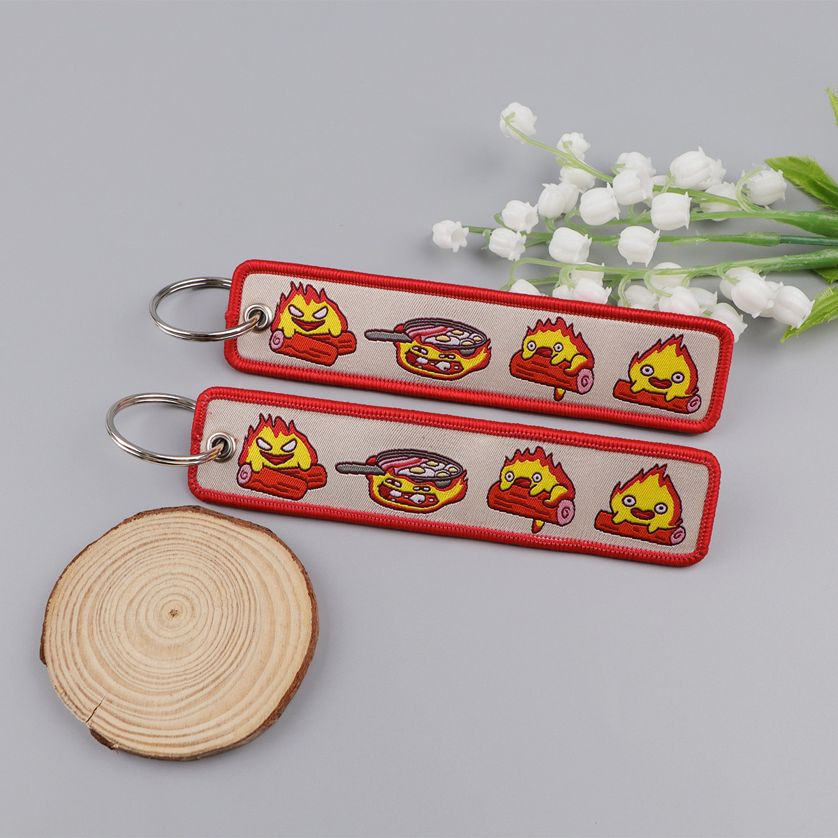 Anime Fire Embroidery Key Fobs - огляд і ціна Car Accessories Cute